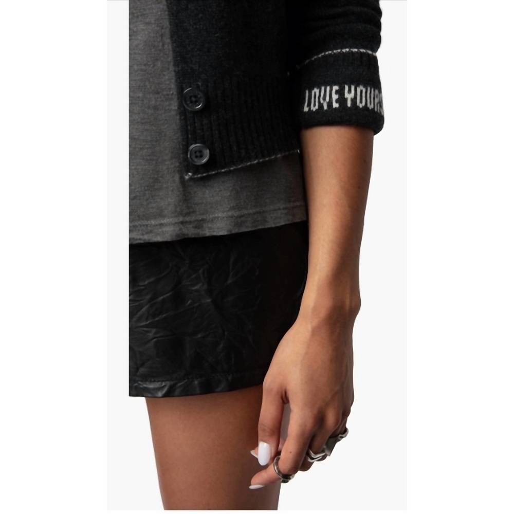 NEW ZADIG & VOLTAIRE zadig & voltaire voltia cashmere collared cardigan in anthr - Picture 3 of 6